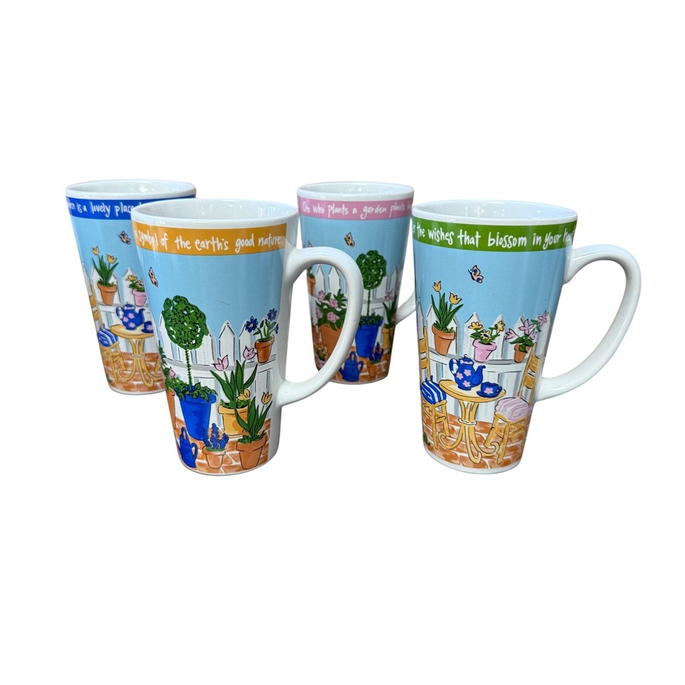 Riviera Van Beers Signature Housewares Garden Stoneware Latte Mug Set of 4